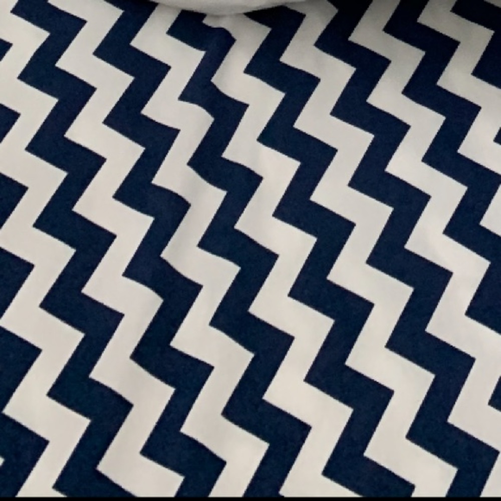 Pottery Barn Kids navy blue and white zigzag fitted crib sheet
